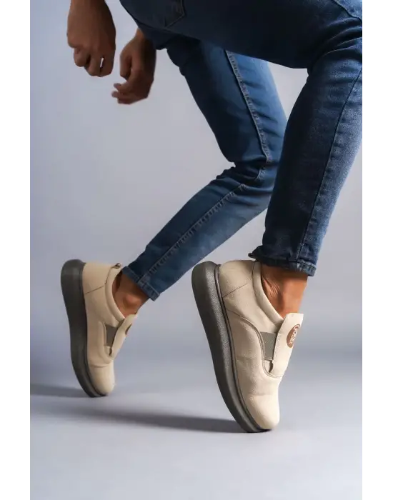 Tb161 Hippo Bağcıksız Süet Erkek Günlük Sneaker Ayakkabı Sgt - Bej