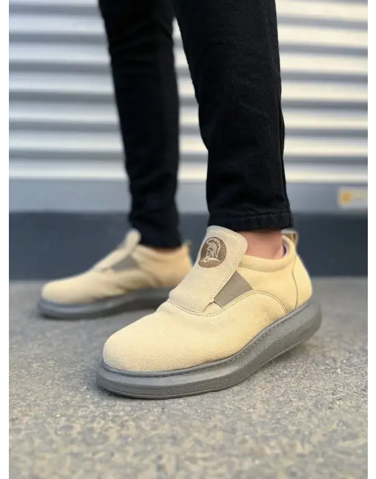 Slw161 Hippo Bağcıksız Süet Erkek Günlük Sneaker Ayakkabı Sgt - Bej