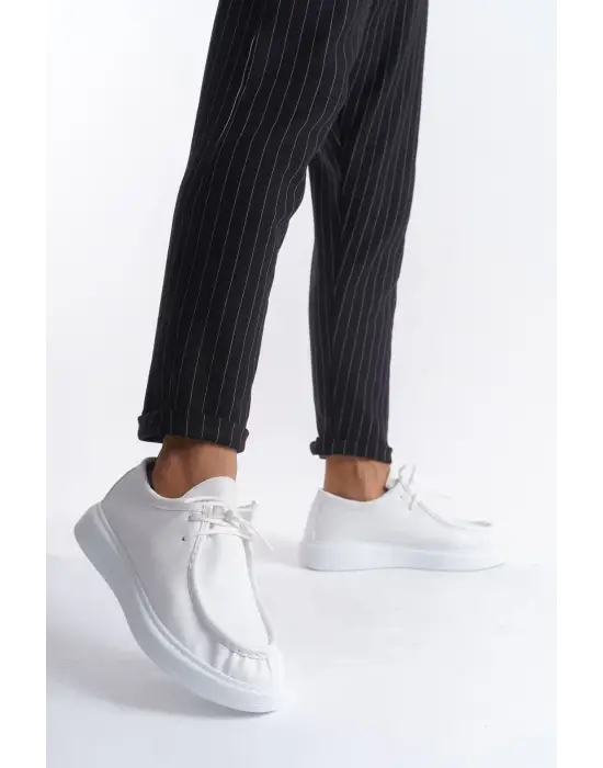 Tornado Bağcıklı Cilt Erkek Günlük Spor Klasik Beyaz Ayakkabı