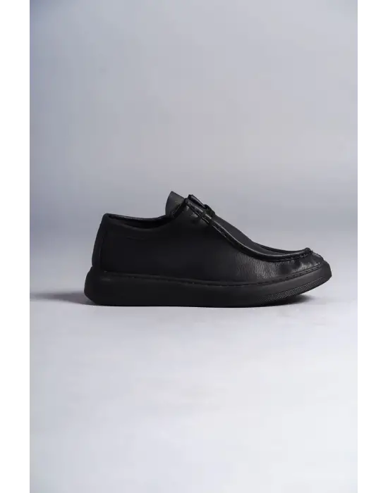 Tb170 Tornado Bağcıklı Cilt Erkek Günlük Spor Klasik Ayakkabı Cst - Siyah