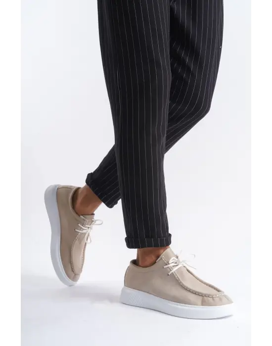 Tb170 Tornado Bağcıklı Süet Erkek Günlük Spor Klasik Ayakkabı Sbt - Krem