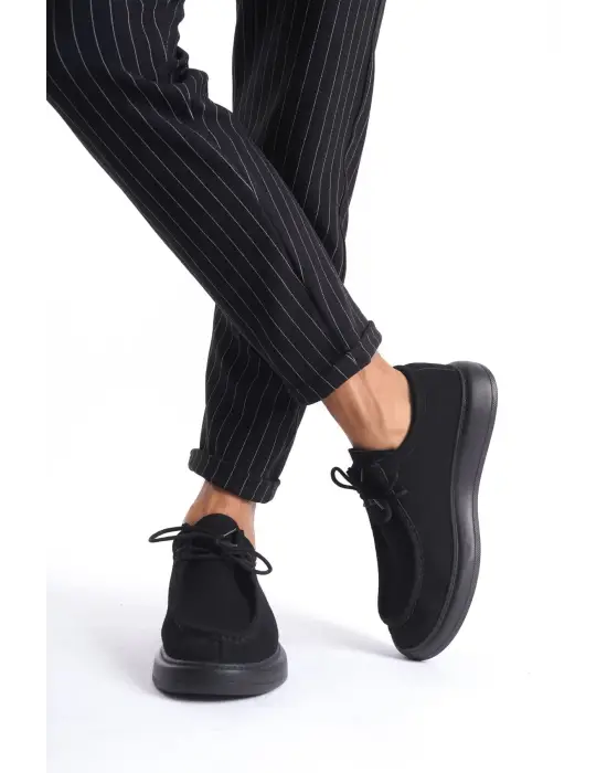 Tornado Bağcıklı Süet Erkek Günlük Spor Klasik Siyah Ayakkabı