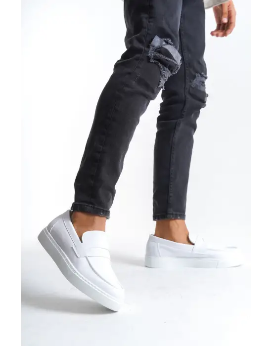 Tb180 Estilo X Bağcıksız Cilt Erkek Günlük Spor Klasik Ayakkabı Cbt - Beyaz