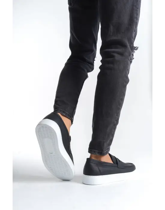 Tb180 Estilo X Bağcıksız Cilt Erkek Günlük Spor Klasik Ayakkabı Cbt - Siyah