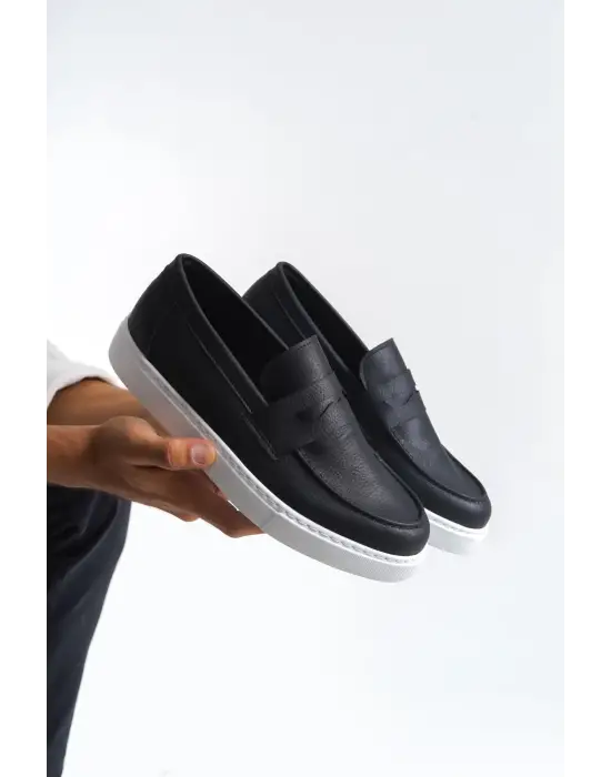 Tb180 Estilo X Bağcıksız Cilt Erkek Günlük Spor Klasik Ayakkabı Cbt - Siyah