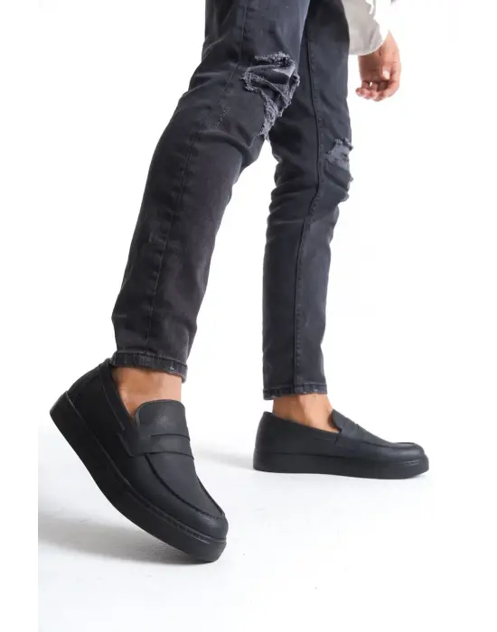 Tb180 Estilo X Bağcıksız Cilt Erkek Günlük Spor Klasik Ayakkabı Cst - Siyah