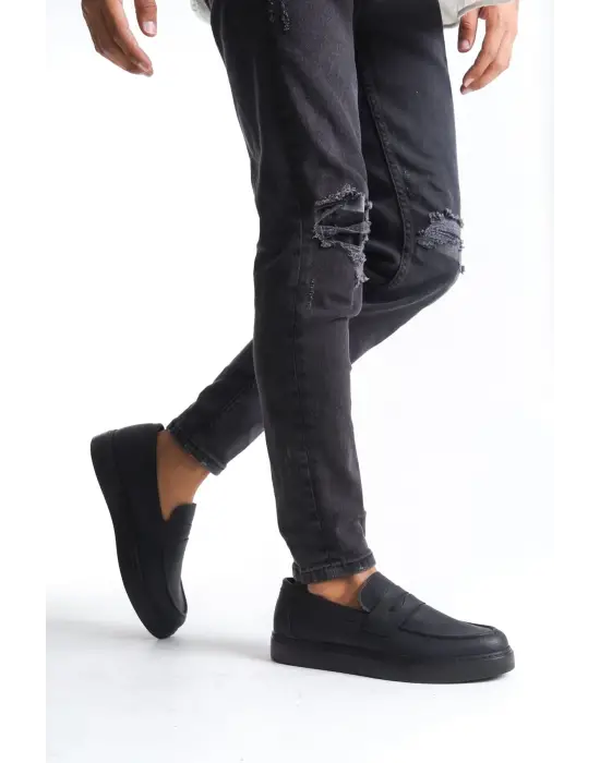 Tb180 Estilo X Bağcıksız Cilt Erkek Günlük Spor Klasik Ayakkabı Cst - Siyah