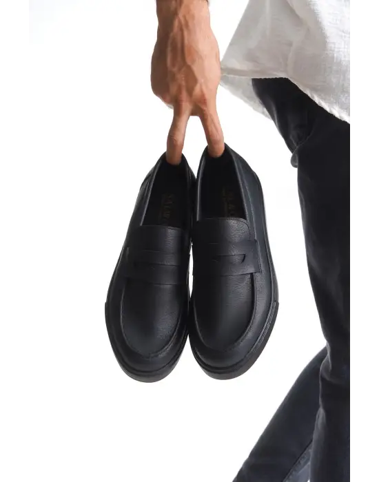 Tb180 Estilo X Bağcıksız Cilt Erkek Günlük Spor Klasik Ayakkabı Cst - Siyah