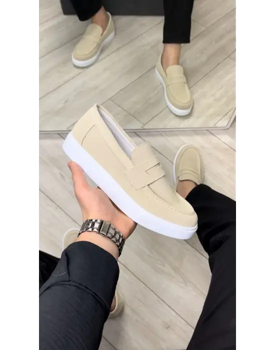 Tb180 Estilo X Bağcıksız Süet Erkek Günlük Spor Klasik Ayakkabı Sbt - Krem