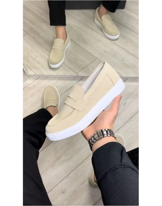 Tb180 Estilo X Bağcıksız Süet Erkek Günlük Spor Klasik Ayakkabı Sbt - Krem