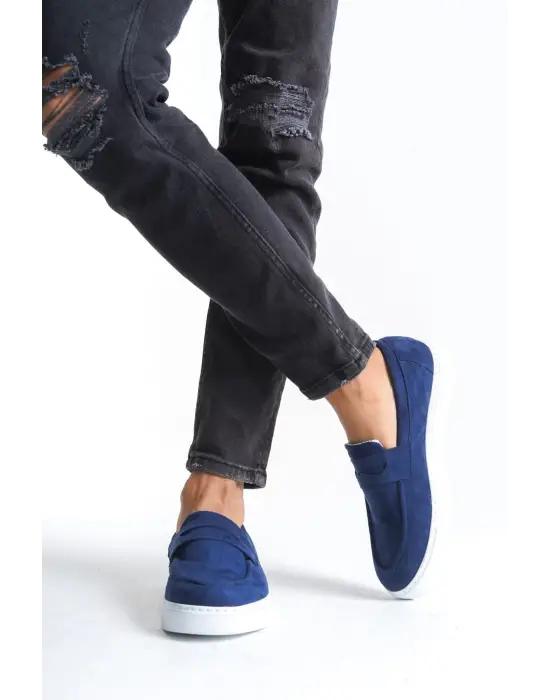 Estilo X Bağcıksız Süet Erkek Günlük Spor Klasik Lacivert Ayakkabı