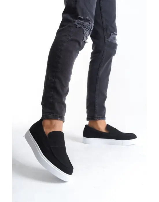 Estilo X Bağcıksız Süet Erkek Günlük Spor Klasik Siyah Ayakkabı