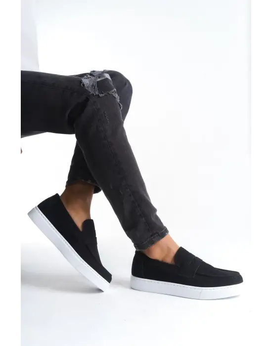 Estilo X Bağcıksız Süet Erkek Günlük Spor Klasik Siyah Ayakkabı