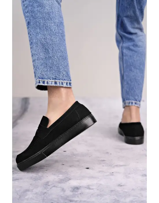 Tb180 Estilo X Bağcıksız Süet Erkek Günlük Spor Klasik Ayakkabı Sst - Siyah