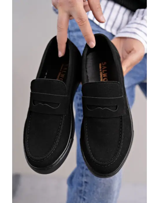 Tb180 Estilo X Bağcıksız Süet Erkek Günlük Spor Klasik Ayakkabı Sst - Siyah