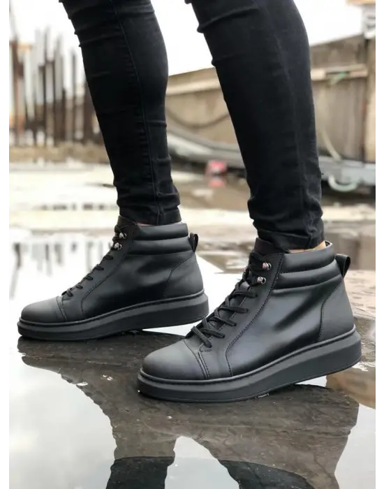 Toronto Bağcıklı Cilt Erkek Spor Siyah Bot