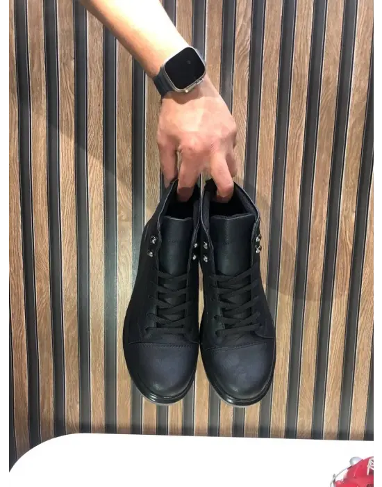 Toronto Bağcıklı Cilt Erkek Spor Siyah Bot