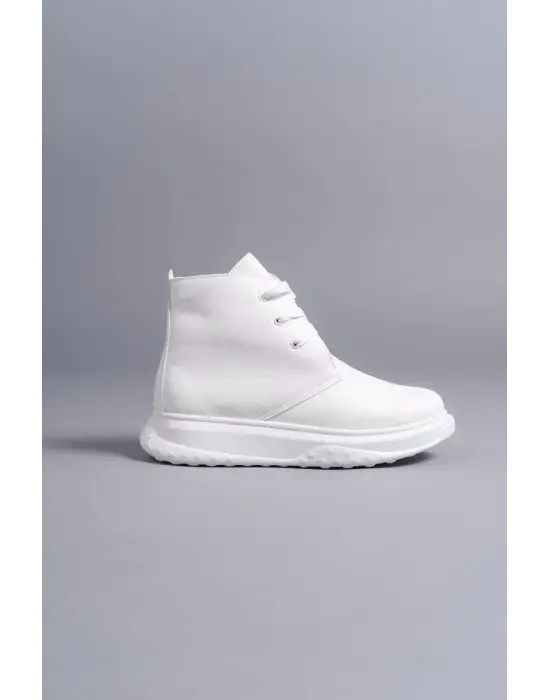 Tb204 Franca Bağcıklı Cilt Erkek Spor Bot Bt - Beyaz