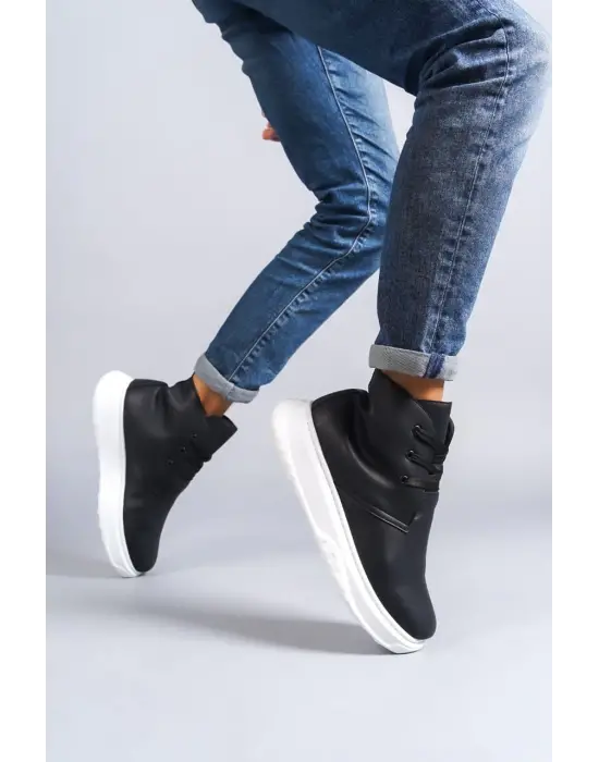 Franca Bağcıklı Cilt Erkek Spor Siyah Bot