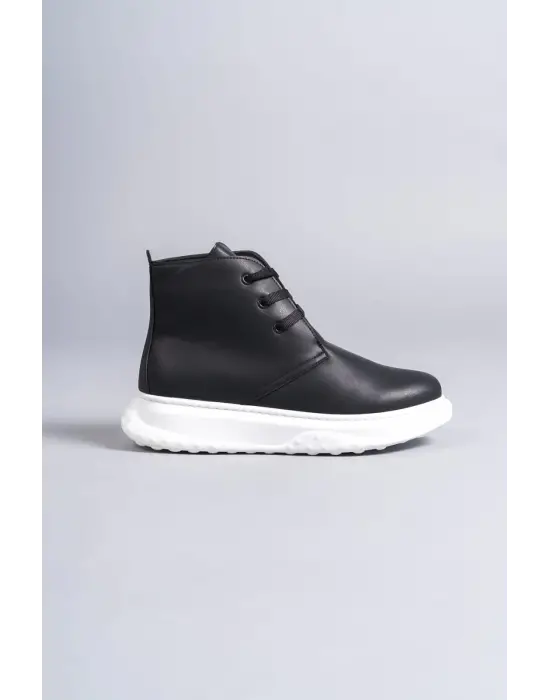 Tb204 Franca Bağcıklı Cilt Erkek Spor Bot Bt - Siyah