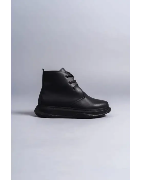 Tb204 Franca Bağcıklı Cilt Erkek Spor Bot St - Siyah