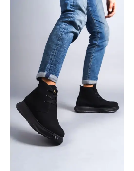 Franca Bağcıklı Süet Erkek Spor Siyah Bot
