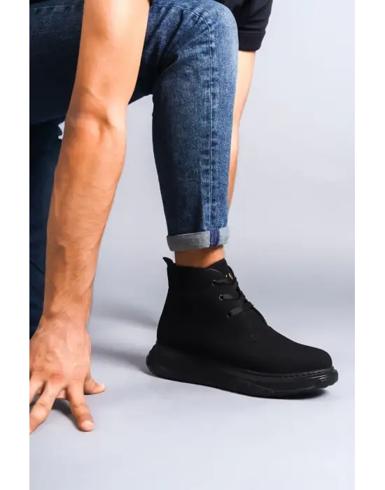 Tb204 Franca Bağcıklı Süet Erkek Spor Bot St - Siyah