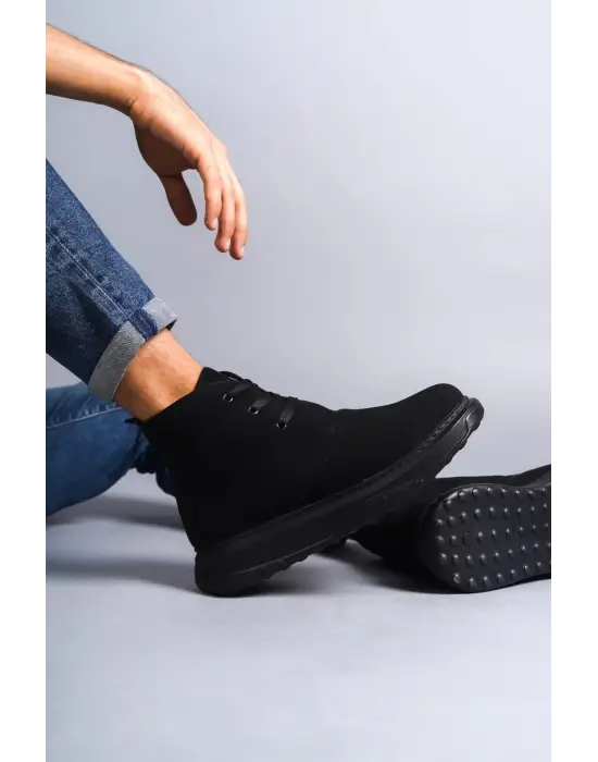 Tb204 Franca Bağcıklı Süet Erkek Spor Bot St - Siyah