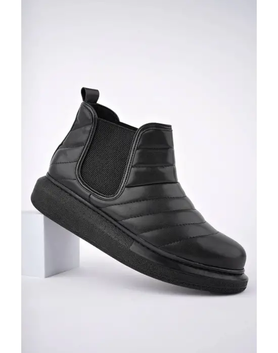 Boston Bağcıksız Cilt Erkek Spor Siyah Bot