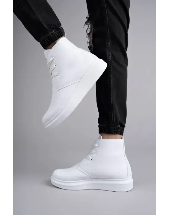 Tb207 Oslo Bağcıklı Cilt Erkek Günlük Spor Bot Bt - Beyaz