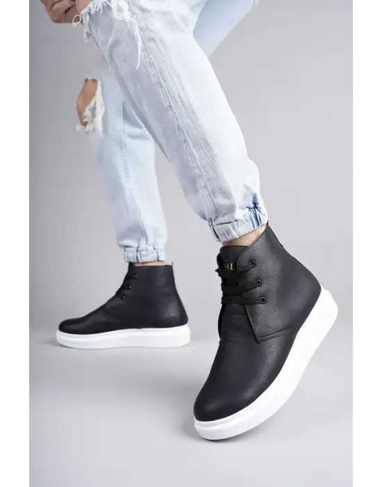 Tb207 Oslo Bağcıklı Cilt Erkek Günlük Spor Bot Bt - Siyah