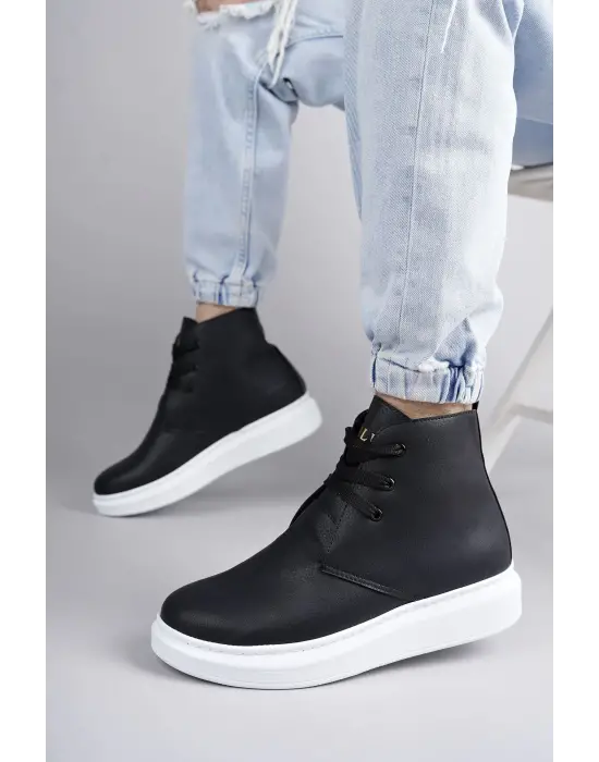 Tb207 Oslo Bağcıklı Cilt Erkek Günlük Spor Bot Bt - Siyah