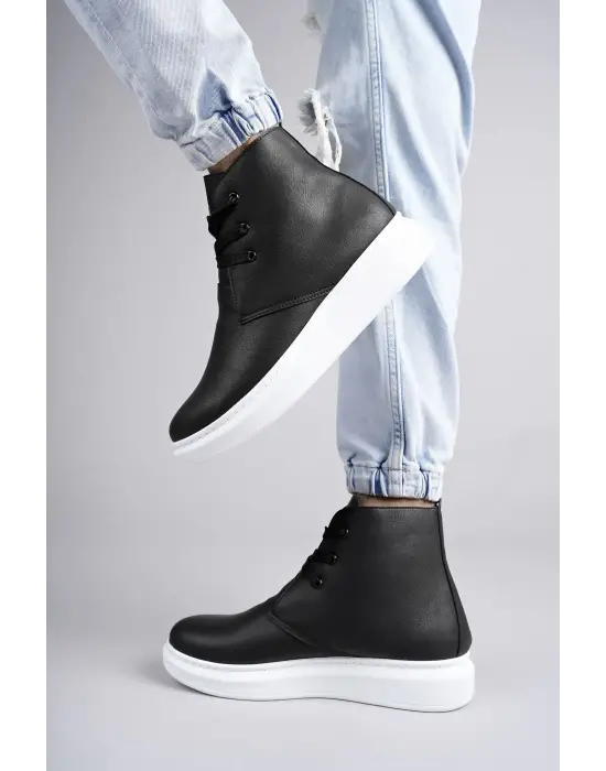 Tb207 Oslo Bağcıklı Cilt Erkek Günlük Spor Bot Bt - Siyah