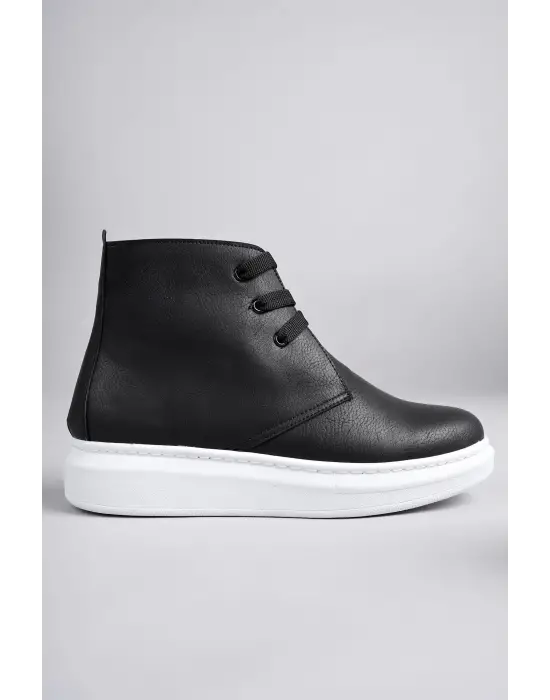 Tb207 Oslo Bağcıklı Cilt Erkek Günlük Spor Bot Bt - Siyah