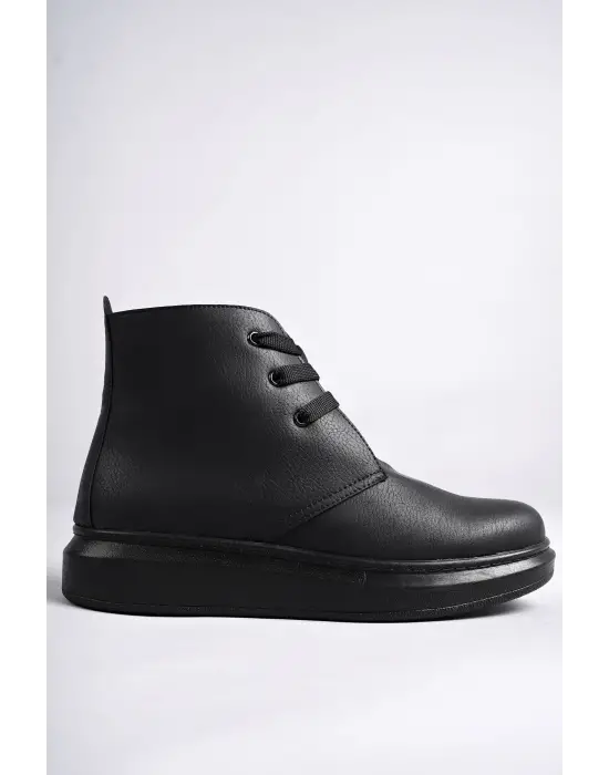 Tb207 Oslo Bağcıklı Cilt Erkek Günlük Spor Bot St - Siyah