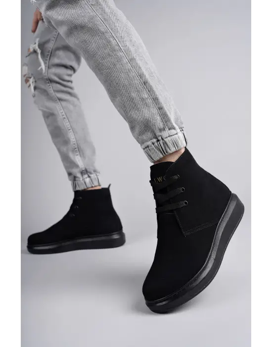 Tb207 Oslo Bağcıklı Süet Erkek Günlük Spor Bot St - Siyah
