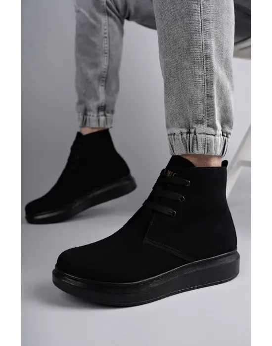 Tb207 Oslo Bağcıklı Süet Erkek Günlük Spor Bot St - Siyah