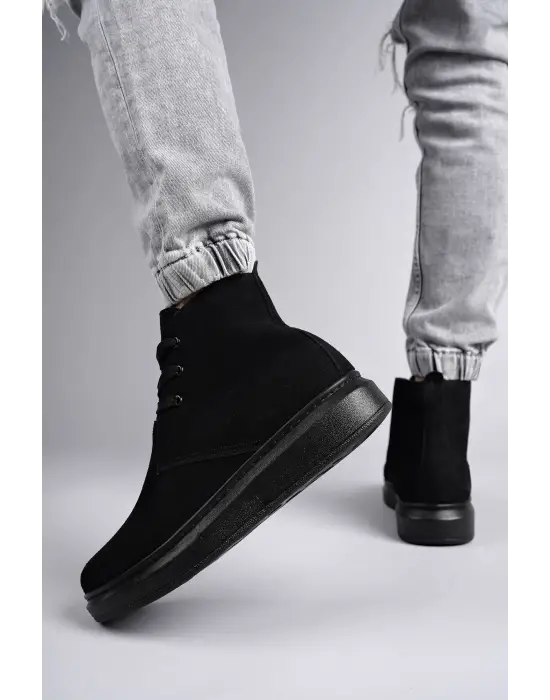 Tb207 Oslo Bağcıklı Süet Erkek Günlük Spor Bot St - Siyah