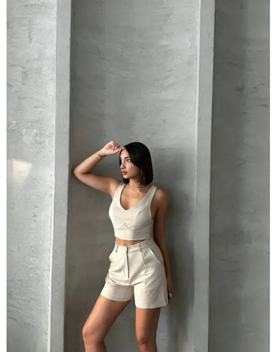 Şortlu Keten Takım