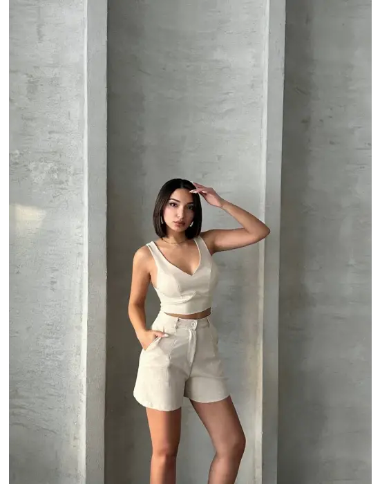 Şortlu Keten Takım