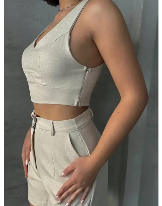 Şortlu Keten Takım