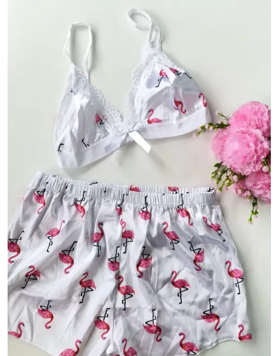 Şortlu Sexy Filamingolu Takım