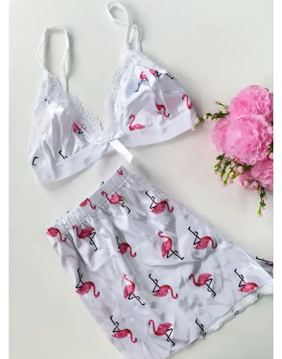 Şortlu Sexy Filamingolu Takım