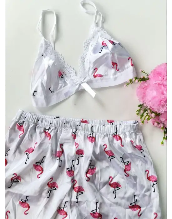 Şortlu Sexy Filamingolu Takım