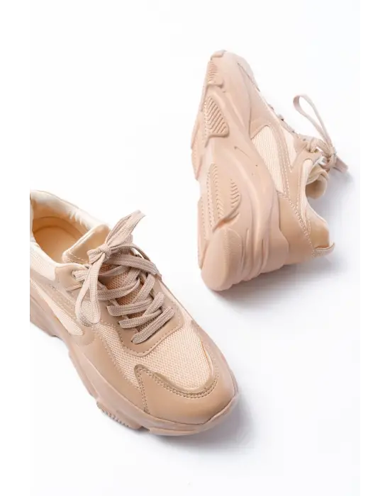 Sp-149 Nut Gold Bağcıklı Fileli Günlük Spor Ayakkabı