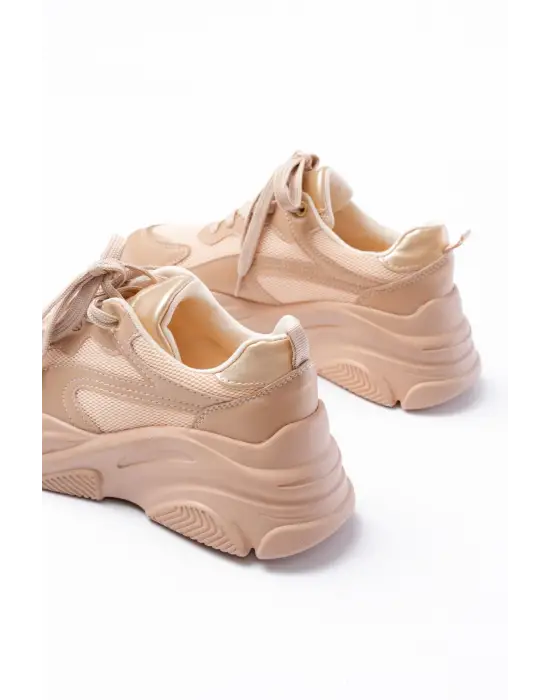 Sp-149 Nut Gold Bağcıklı Fileli Günlük Spor Ayakkabı