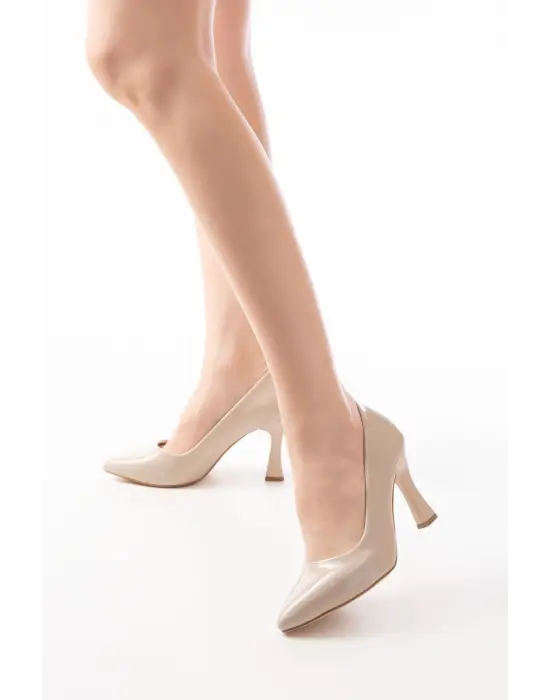 Bej Rugan Günlük 9 Cm Topuklu Bayan Stiletto Ayakkabı