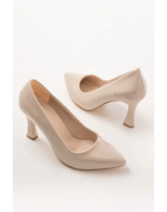 Bej Rugan Günlük 9 Cm Topuklu Bayan Stiletto Ayakkabı