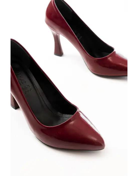 Bordo Rugan Günlük 9 Cm Topuklu Bayan Stiletto Ayakkabı