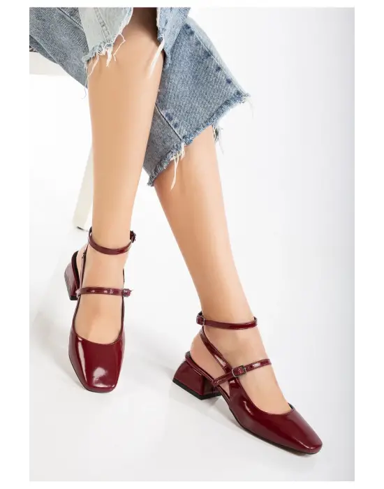 Bordo Rugan Günlük 4 Cm Topuklu Bayan Ayakkabı